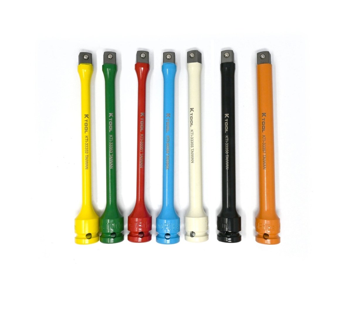 K-TOOL K-3350 7-Pc 1/2" Drive Torque Extension Set, 55-175 ft-lbs, Color-Coded, Impact-Ready