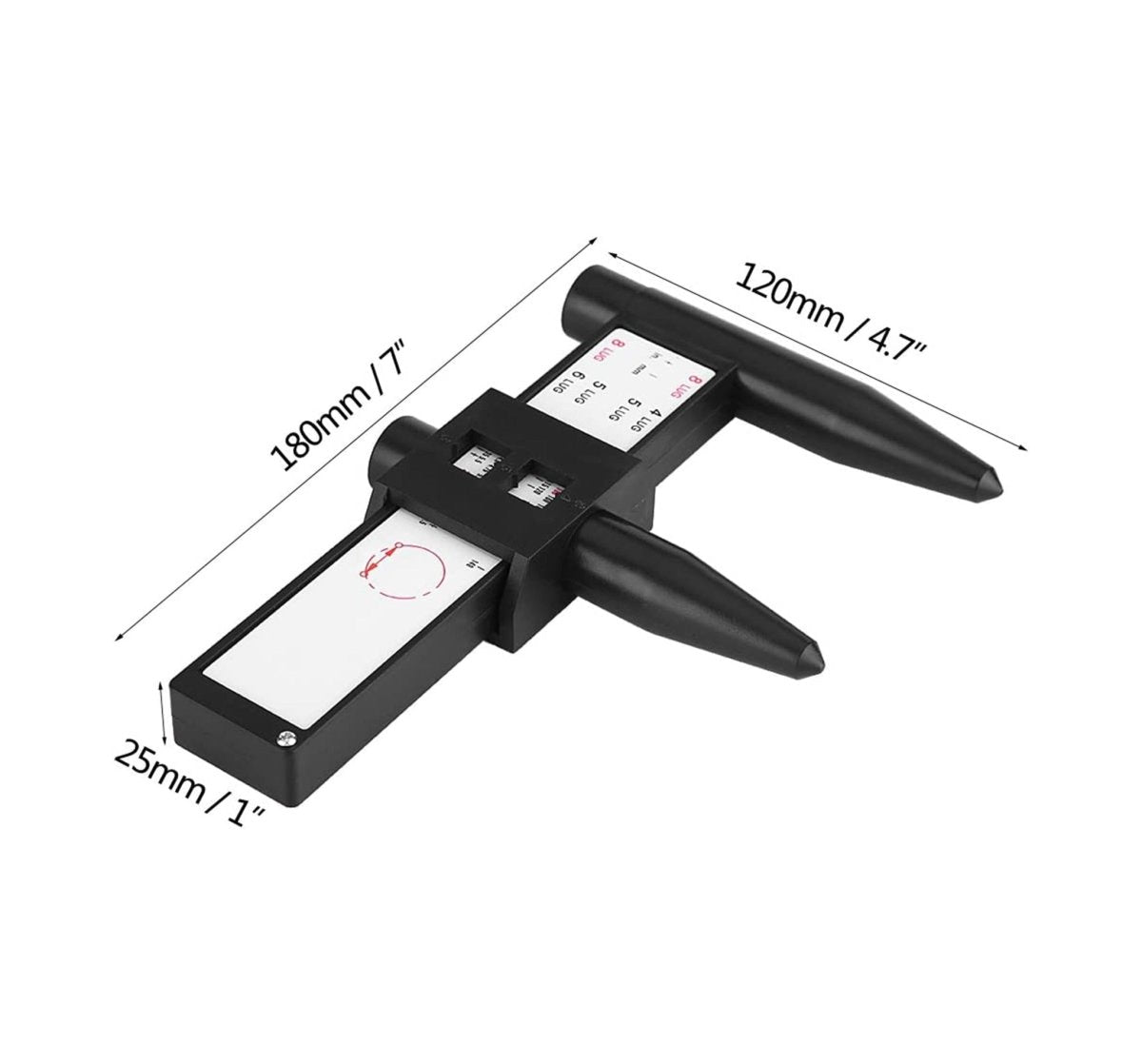 MT-RSR 113113 Wheel Bolt Pattern PCD Caliper Gauge, 4, 5, & 6 Lug Wheels