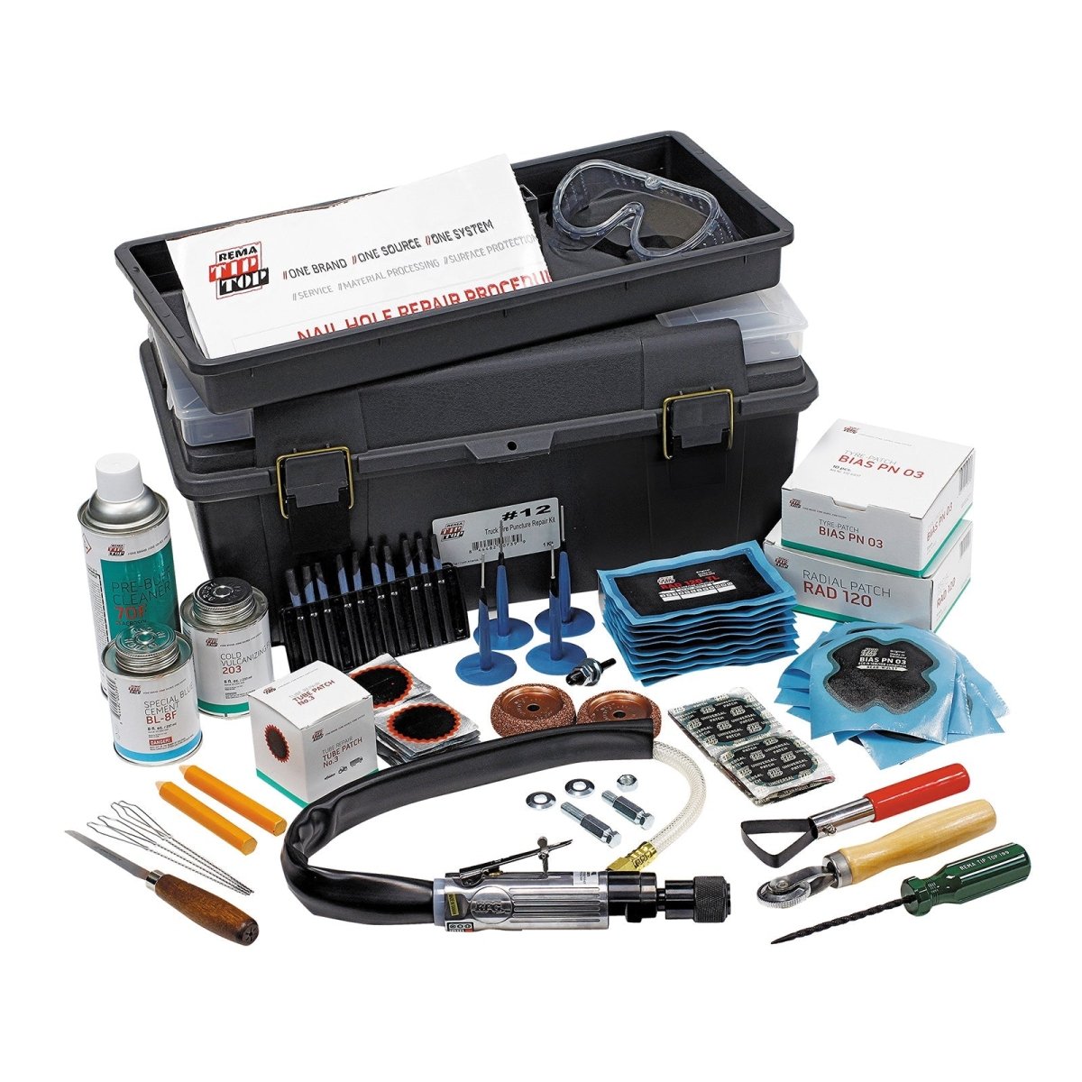 REMA REM-12 Truck Tire Puncture Repair Kit, #12, Heavy-Duty Tire Plug Kit