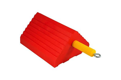 AME 15366 – Wheel Chock, Rubber – Orange, With Handle & Eye Bolt
