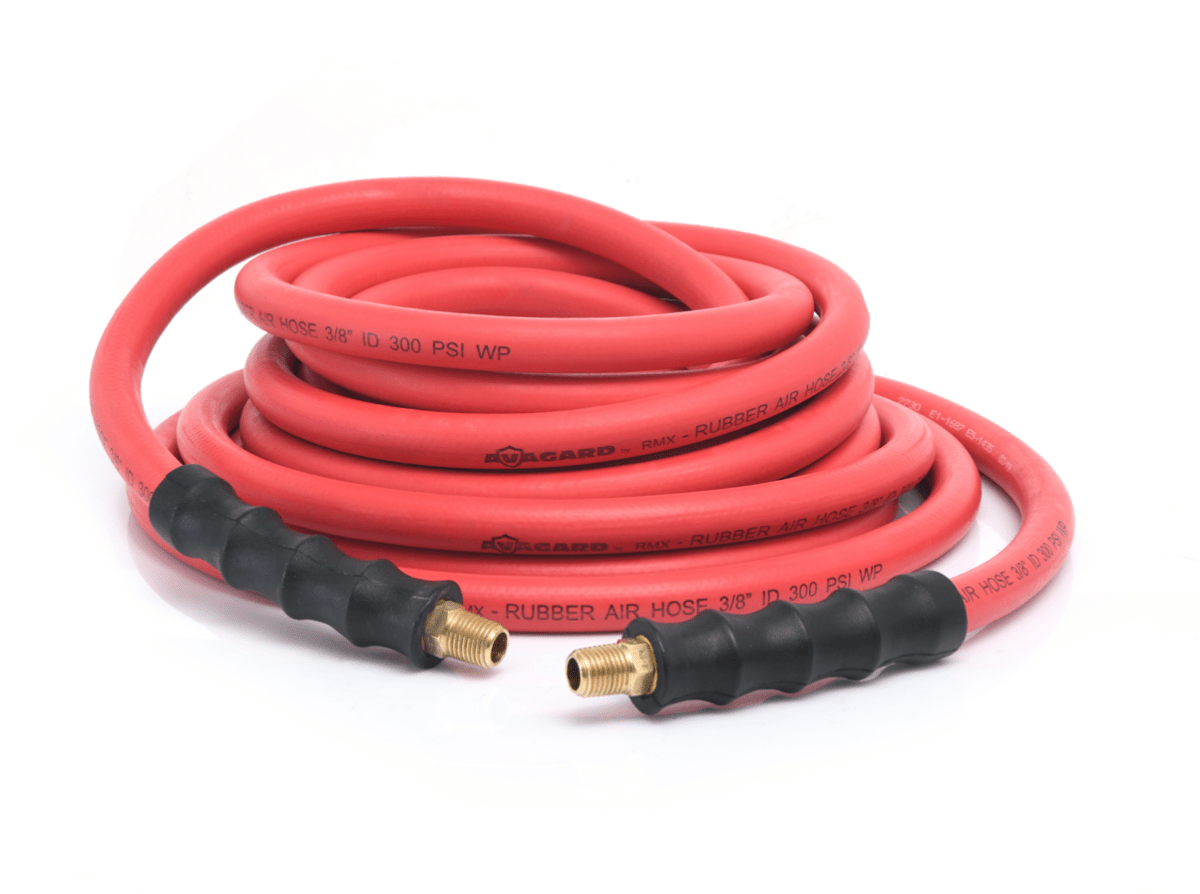 BLU-BIRD AVG3835 Rubber Air Hose, 3/8" x 35', 300 PSI, 3/8" MPT with 1/4" Reducer