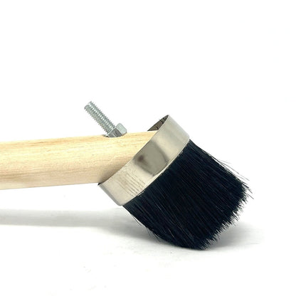 MT-RSR 20415 tire paste brush lying on its side with black head and light wood handle on white background