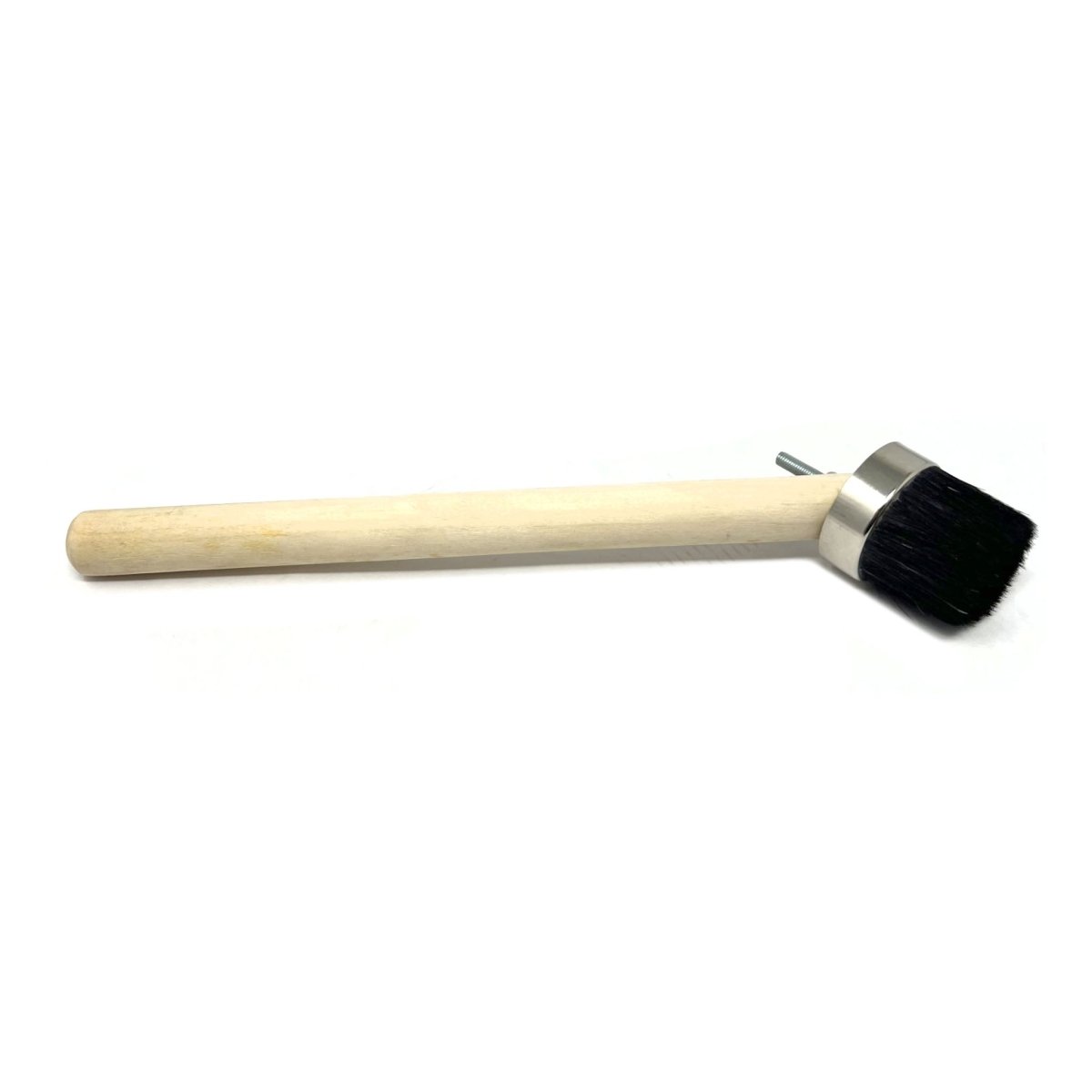 MT-RSR 20415 tire paste brush laid horizontally with black head and straight wood handle on white background