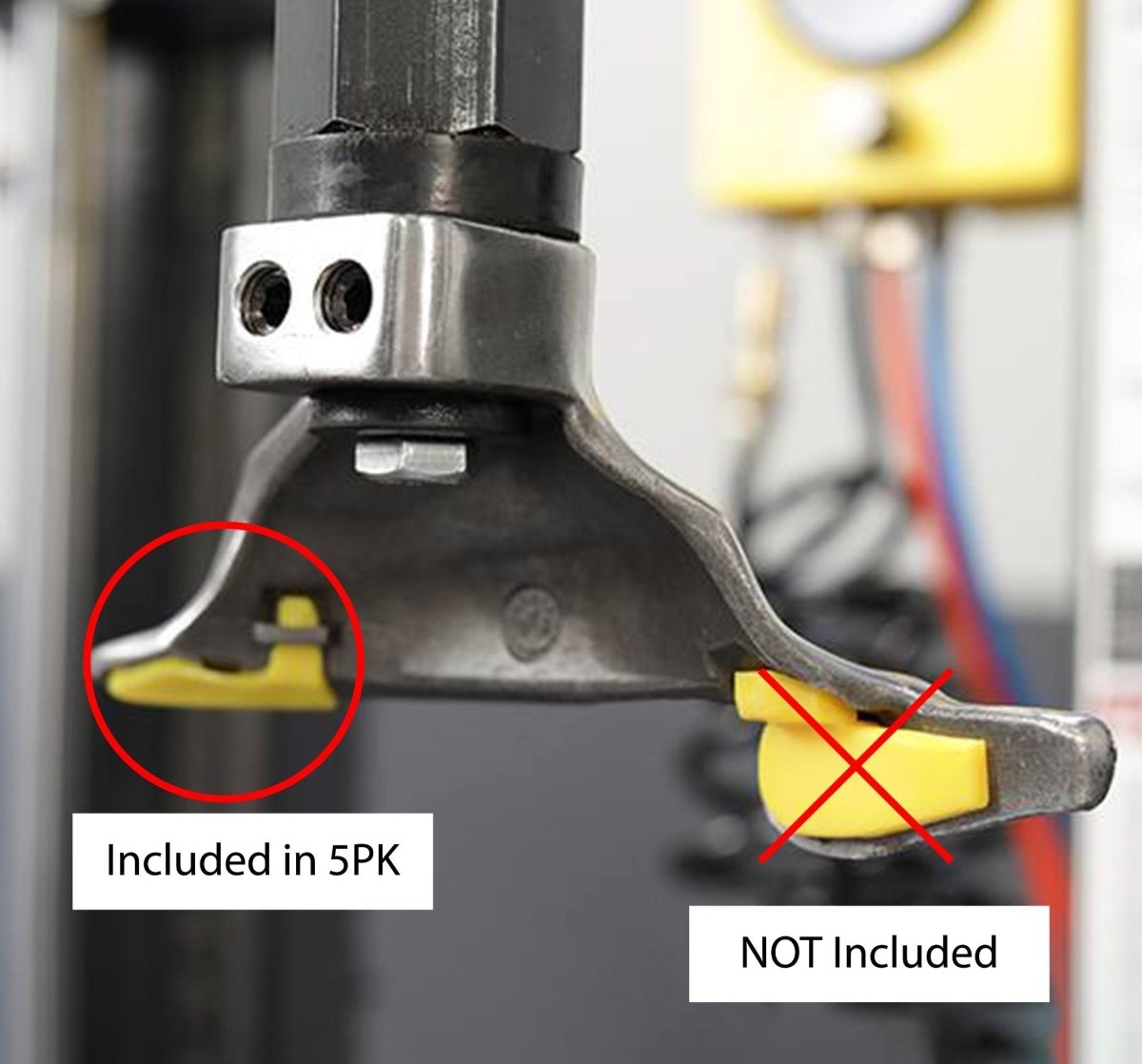 MT-RSR 28119 yellow tire changer inserts highlighted as included accessory on tire changer cabinet