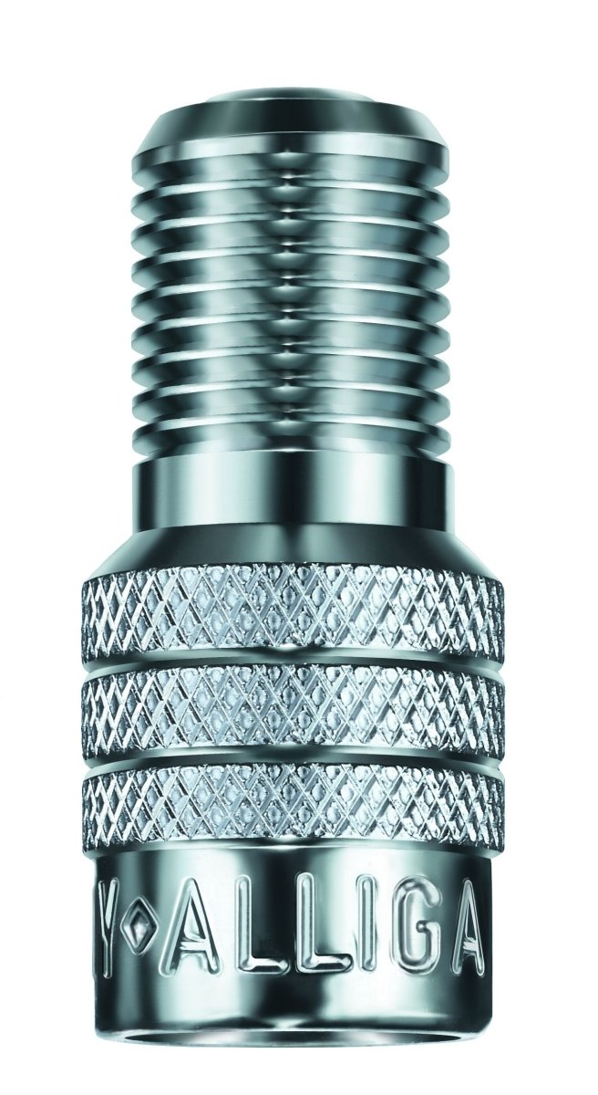 Wegmann Automotive WG-V2B metal flow-through valve cap with textured grip shown on white background.