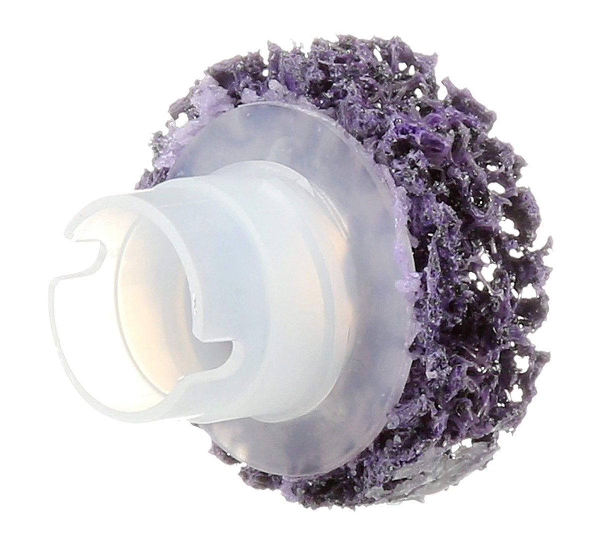 3M 21713 Scotch-Brite purple Roloc hub cleaning disc with plastic center on white background