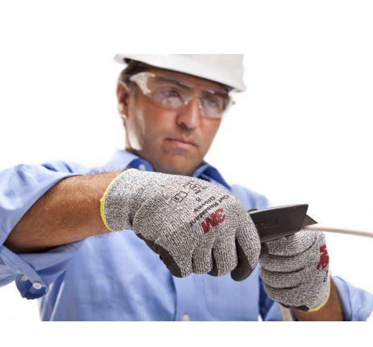 3M Comfort Grip CGM-CR cut resistant work glove, size Medium, gray nitrile foam coated palm with knit wrist cuff