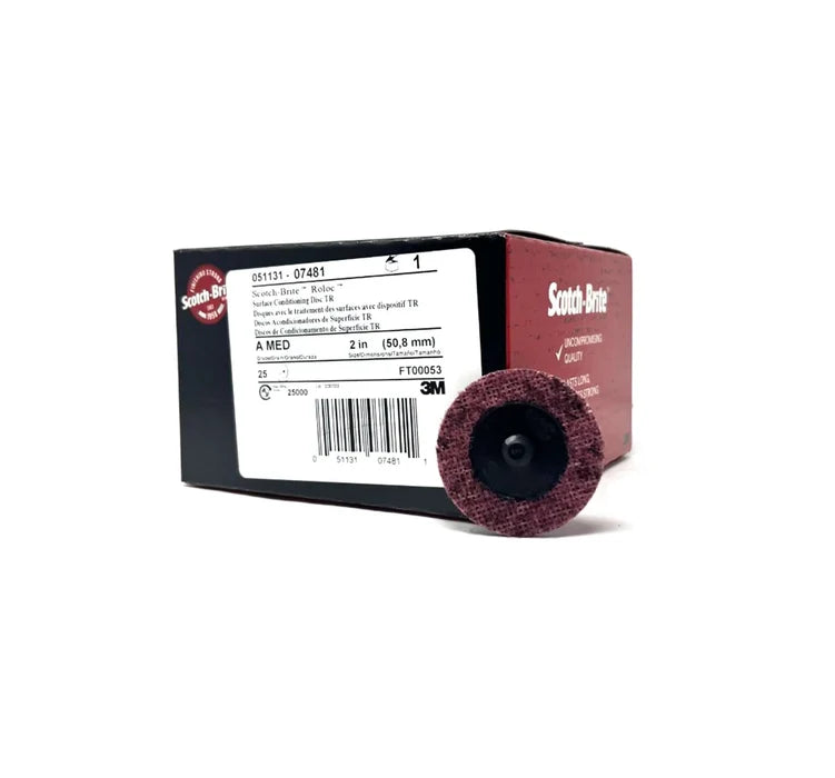 Scotch-Brite Roloc 07481 2 in Medium Maroon surface conditioning disc