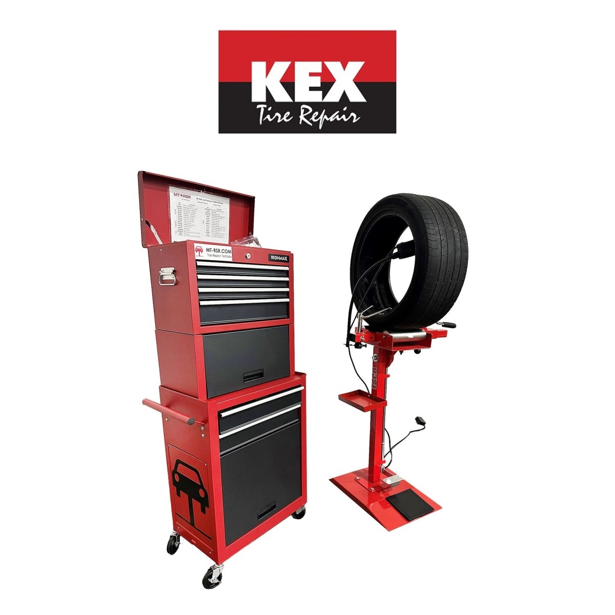 MT-RSR MT-TRK04 Tire Repair Toolbox Kit, Worklight, Tire Spreader, Milwaukee Buffer
