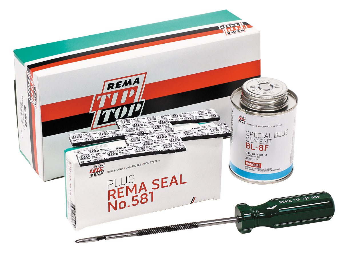 REMA REM-580 Tire Repair Kit, Includes 581 Inserts, BL-8 Glue & 585 Insertion Tool