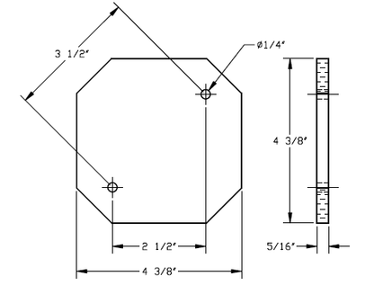 MT-RSR 6512-4 Rubber Arm Pad, 4 3/8" x 4 3/8" Hexagon (Pack of 4)