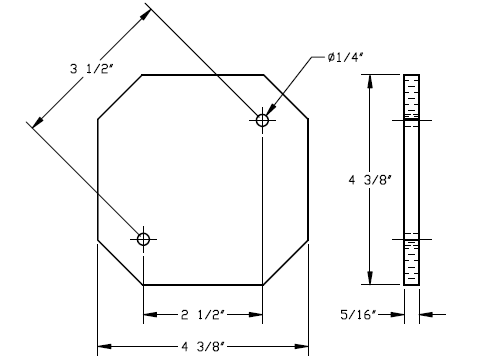 MT-RSR 6512-4 Rubber Arm Pad, 4 3/8" x 4 3/8" Hexagon (Pack of 4)