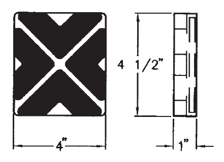 MT-RSR 6517-4 Rectangular Rubber Arm Pad, 4-1/2" x 4" (Pack of 4)