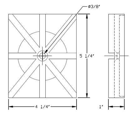 MT-RSR 6528-4 Rectangular Rubber Pad Kit, 5.25" x 4.25" x 1", 4-Pack