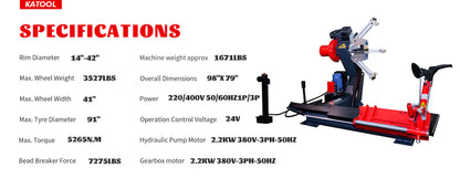 Katool KT-T260 – Truck Tire Changer (42 in, Heavy-Duty)