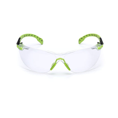 3M S1201SGAF Protective Eyewear, Clear Poly Anti-Fog Lens, Green/Black Frame