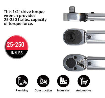 Side view of K-TOOL K-72102 torque wrench ratchet head and square drive detail.