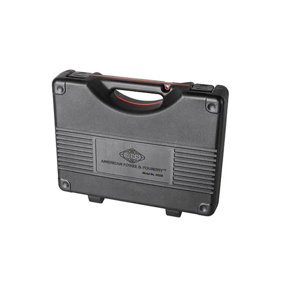 AMERICAN FORGE & FOUNDRY AFF-40200 black carry case closed showing molded handle on white background.