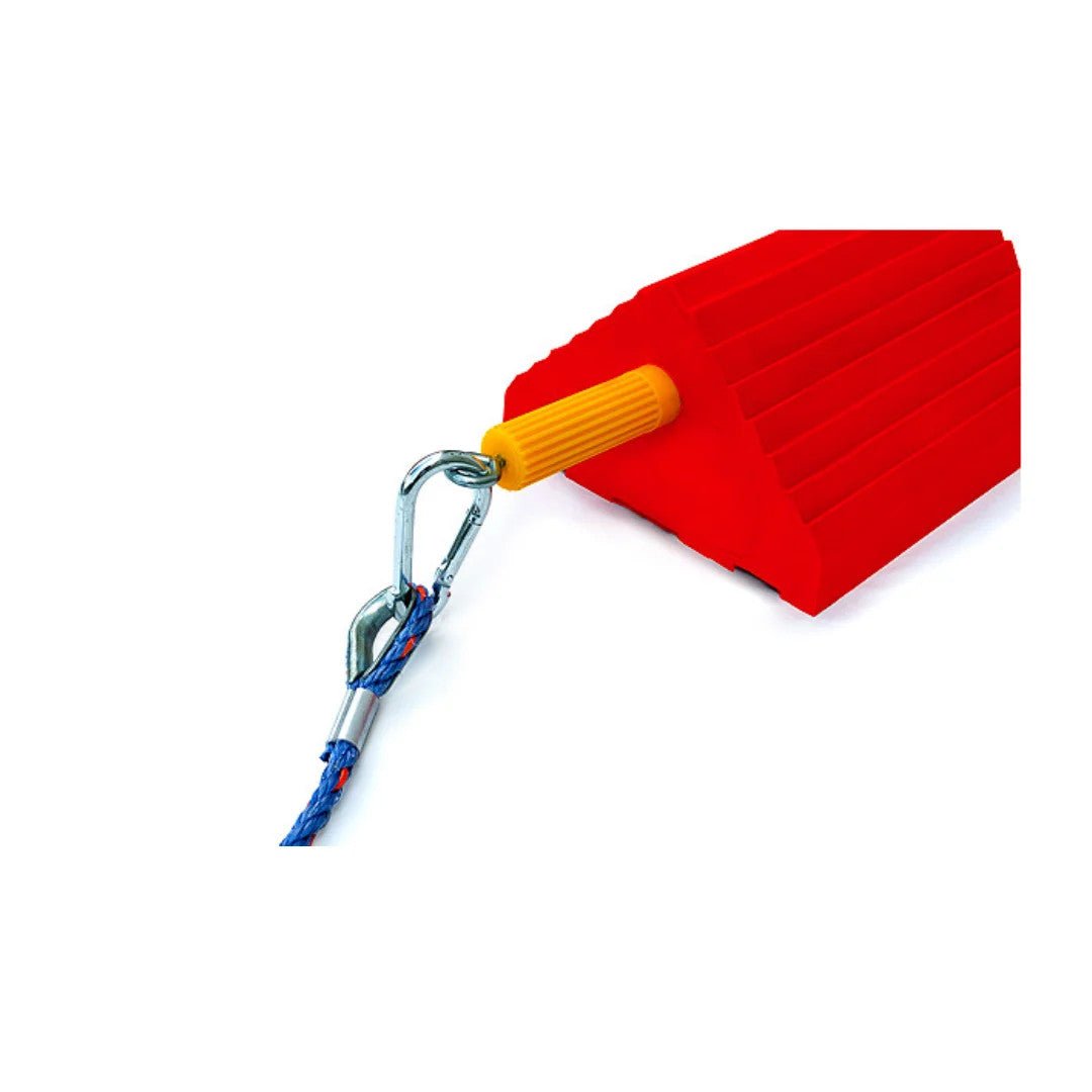 AME 15366 – Wheel Chock, Rubber – Orange, With Handle & Eye Bolt