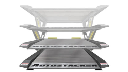 Autostacker A6W-OPT1 extra wide parking lift shown collapsing to demonstrate its low profile stowed position