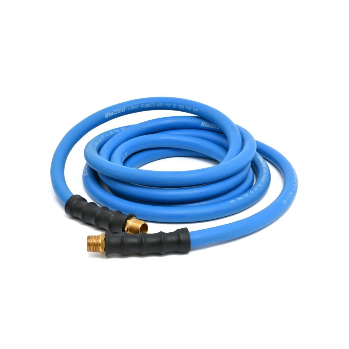 BLU-BIRD BB1225 1/2 Inch Rubber Air Hose 25ft, 300 PSI, Brass Fittings, Extreme Cold Weather Flexibility
