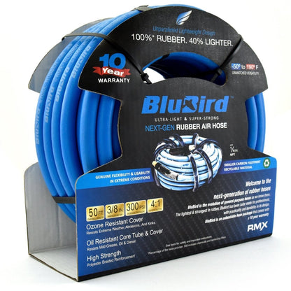 BLU-BIRD BB3850 Premium Air Hose, 3/8" x 50', 3/8" MPT with 1/4" Reducer, 300 PSI