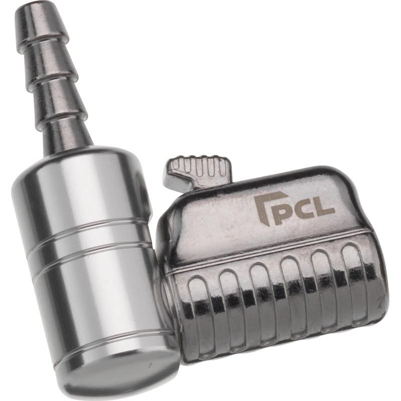 PCL CH4H01 Angled Clip-On Chuck, 1/4" Hose Barb Inlet, Open End, 200 PSI Max