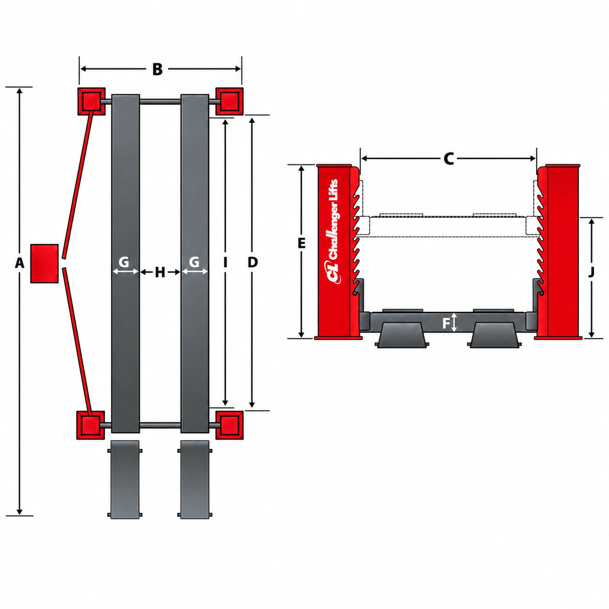 Challenger 44050X 4-Post Lift 50000 lb Heavy Duty