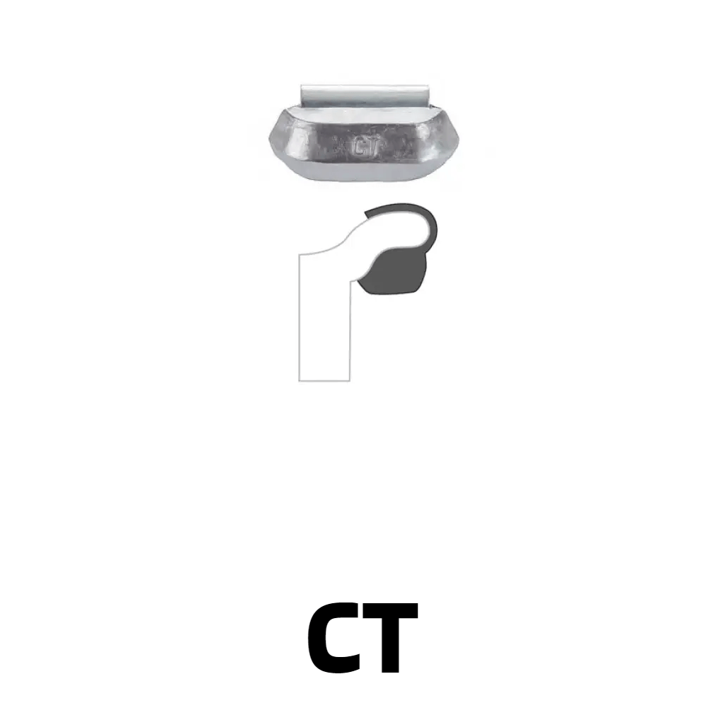 MT-RSR WW-Z-CT-500U Zinc Clip-On Wheel Weights, CT Profile, 5 oz, Uncoated, Heavy Duty, Box of 25