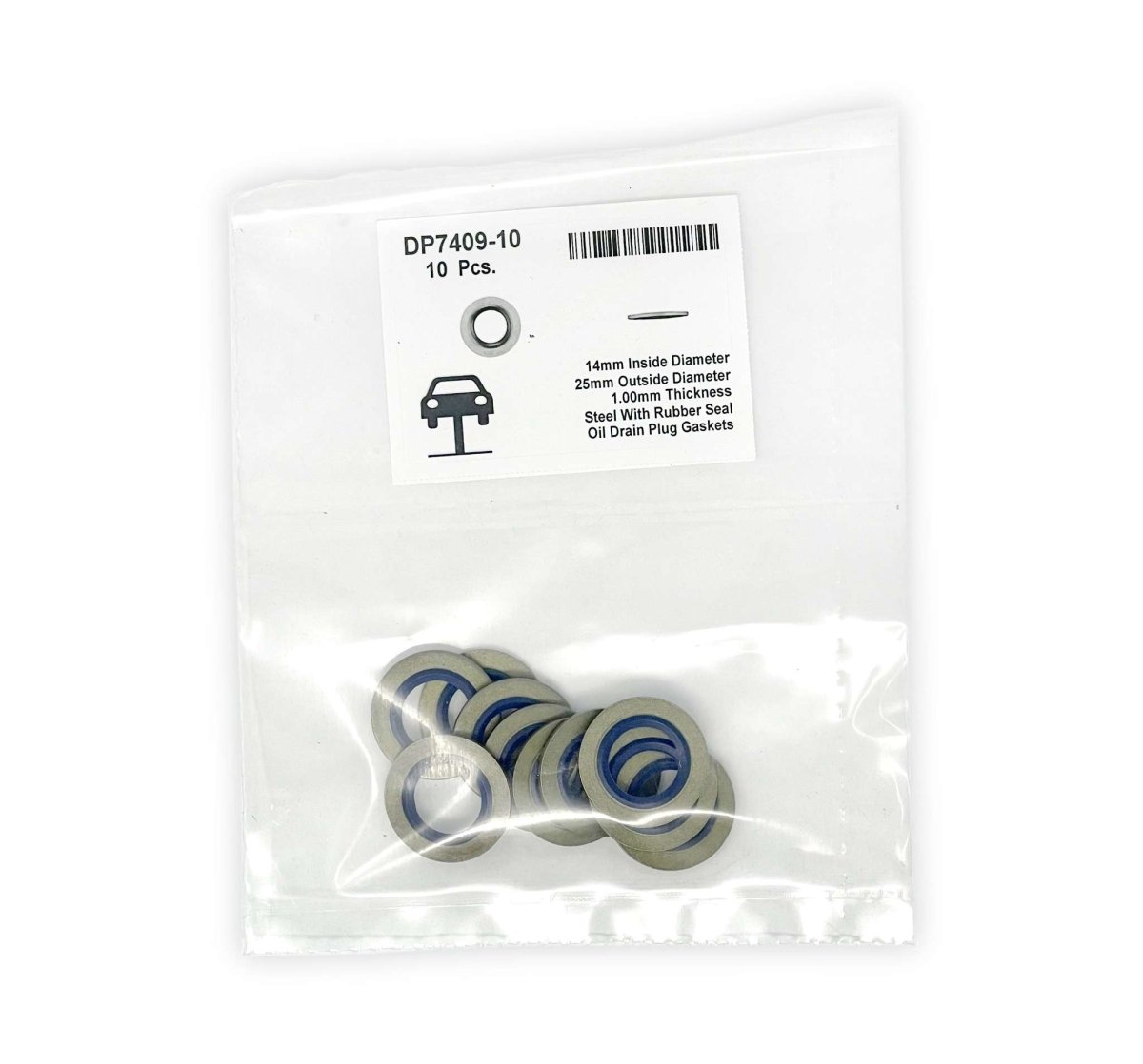 MT-RSR DP7409-10 Steel Oil Drain Plug Gaskets, 14mm ID, 25mm OD, 1mm Thick (Pack of 10)