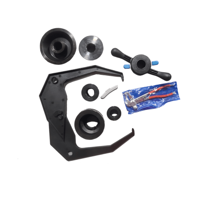 Daytona BL-956 accessories laid out with centering cones, a rim caliper, pliers, and a quick-release nut