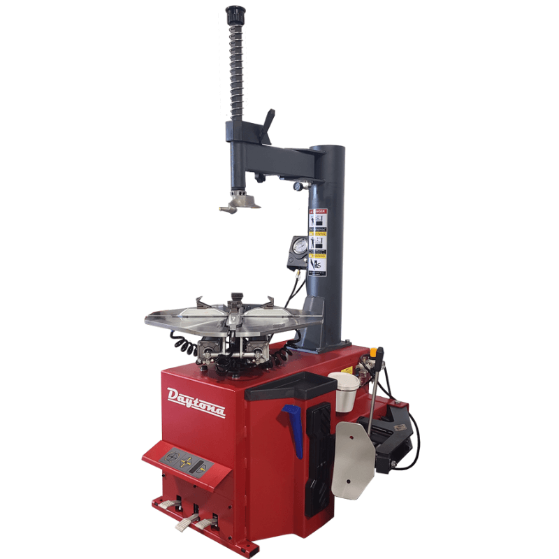 Daytona TC-880 swing arm tire changer with a four-clamp turntable and side bead breaker