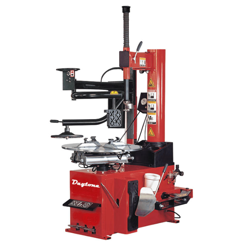 Daytona TC-890 tire machine with assist arm, bead press, four-clamp turntable, and side bead breaker