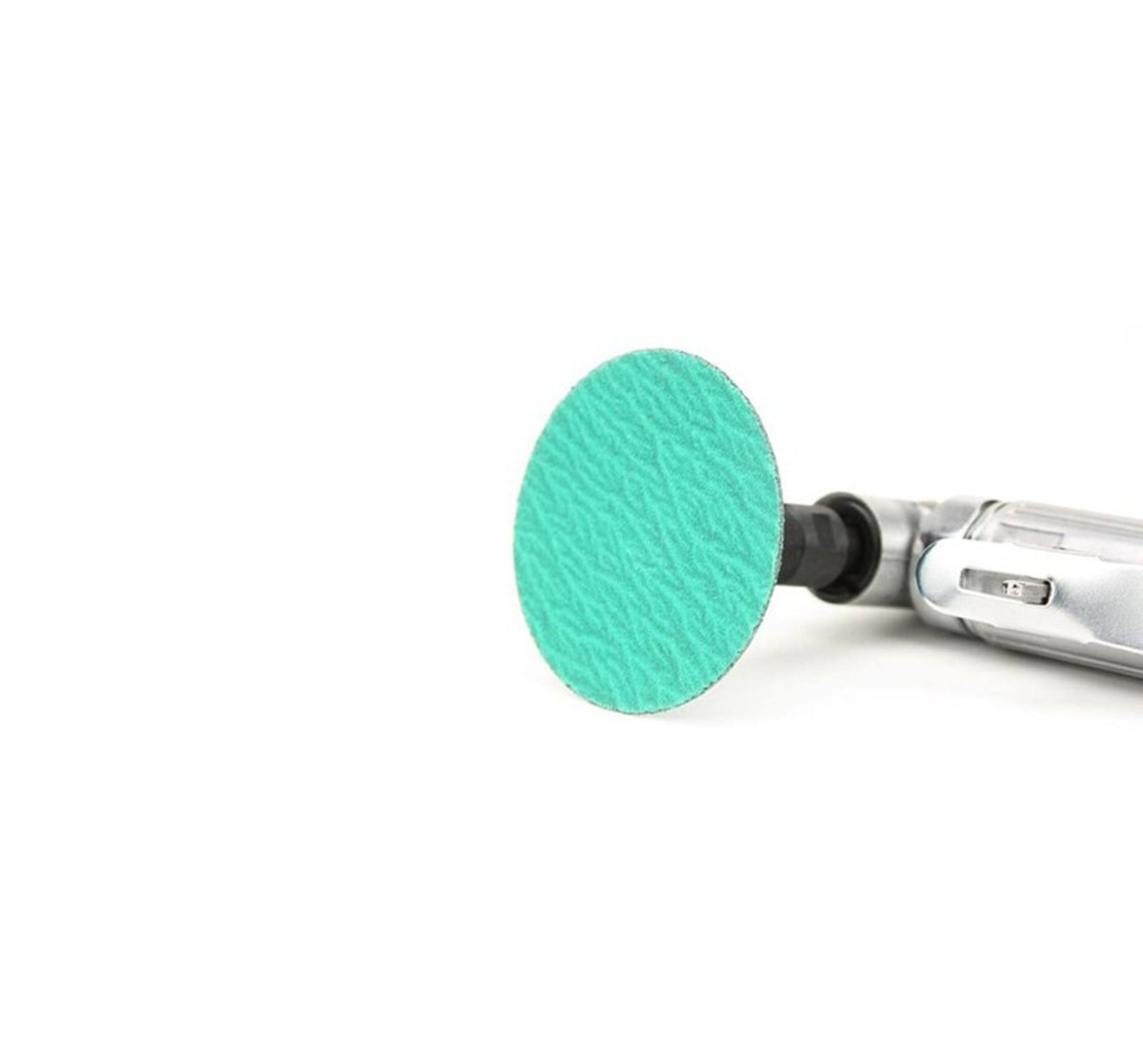 3M zirconia alumina grinding disc model E-44227 showing 3-inch diameter coarse 50 grit surface with Type R male roll-on quick-change backing system featuring self-sharpening zirconia grains and integrated cooling aid technology for professional heavy metal removal applications rated for 18000 RPM operation in 25-pack bulk quantity