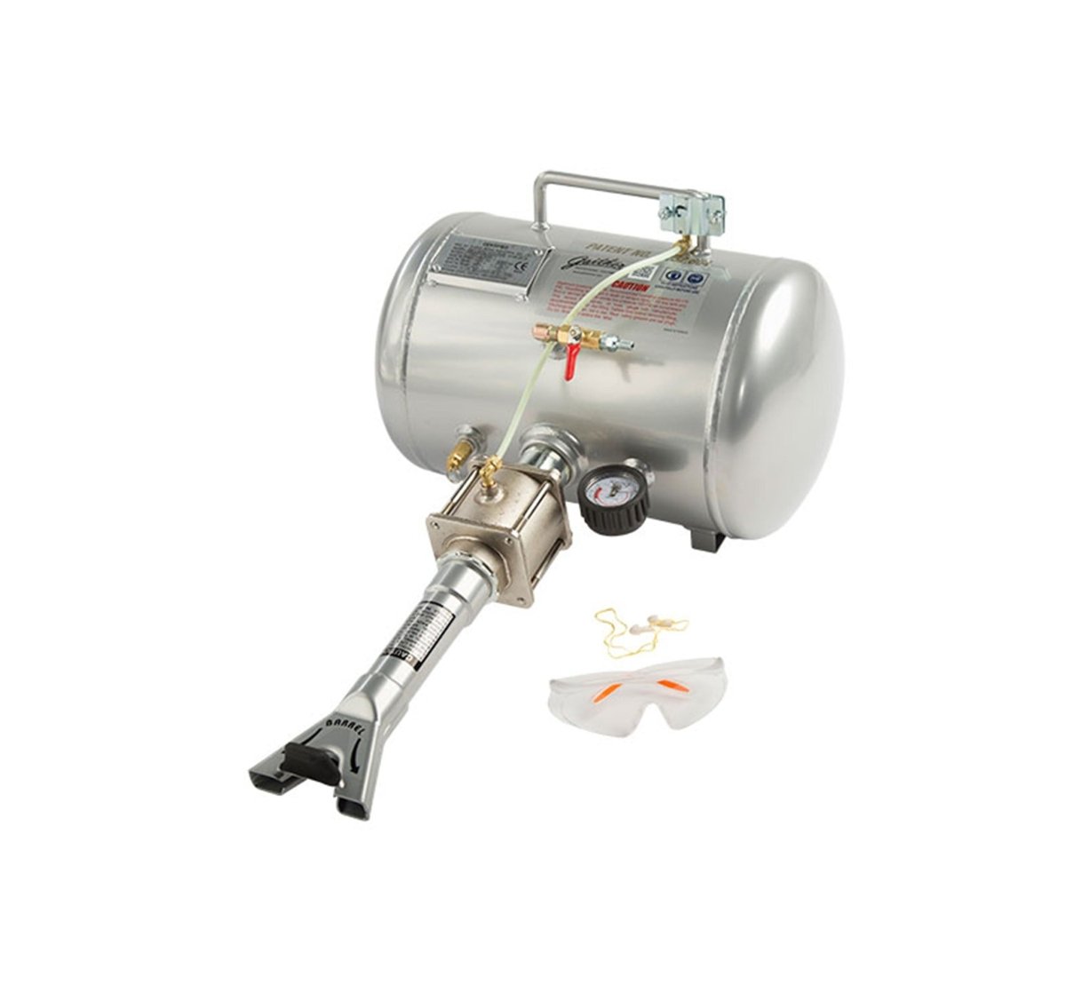 GAITHER GAI-BB5A silver 5 gallon bead booster tank with wand and gauge on white background