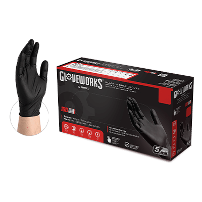 MT-RSR 36-10B-100XXL Nitrile Gloves, 5mil Textured, Black, XX-Large