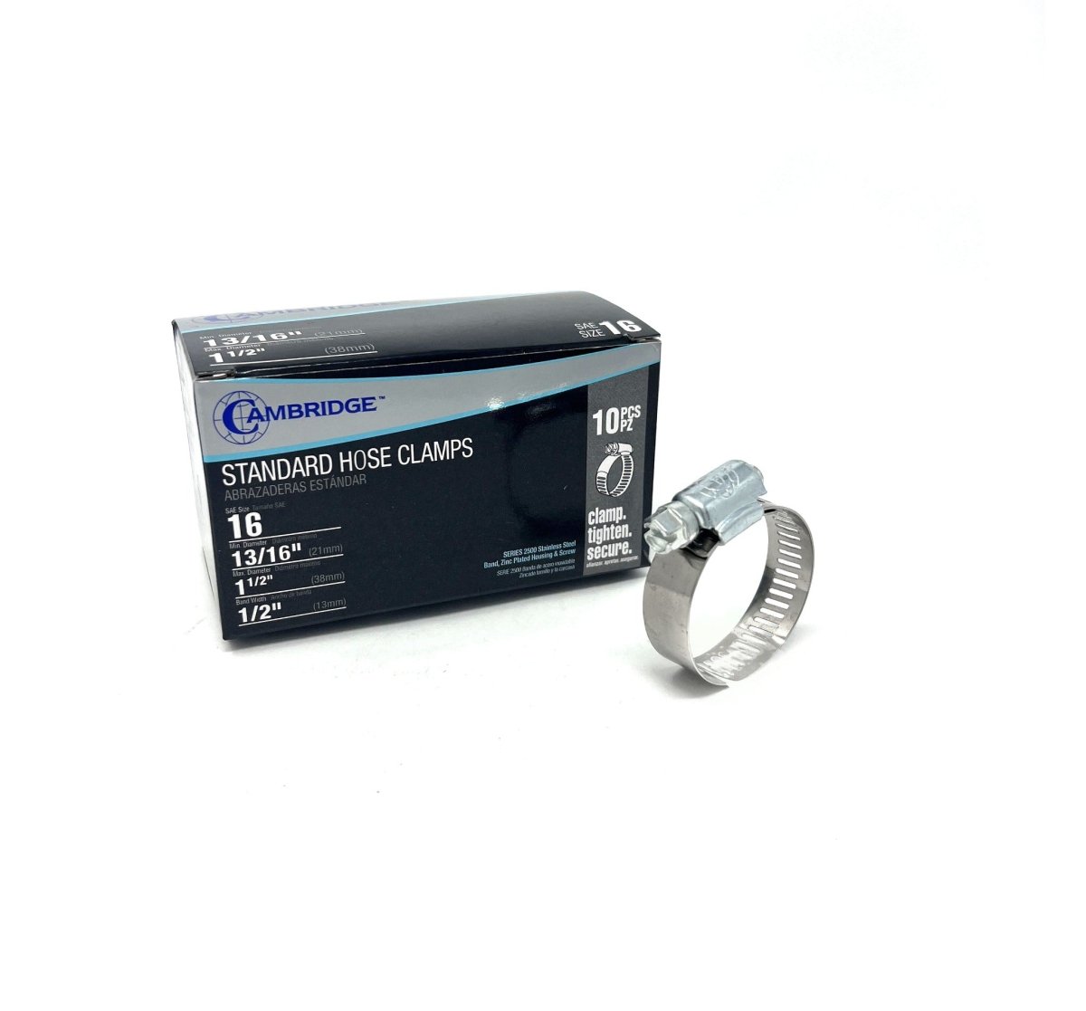 MT-RSR HC2-16E Standard Hose Clamp, 13/16 to 1-1/2, Box of 10