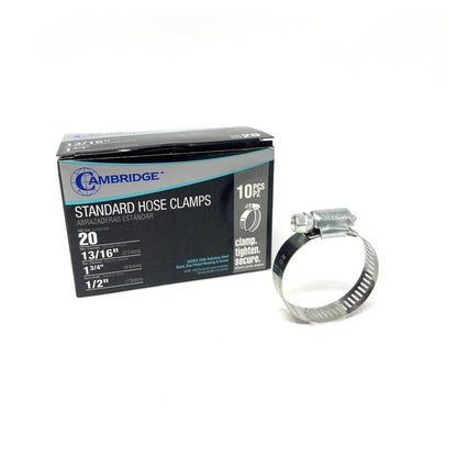 MT-RSR HC2-20E #20 Standard Hose Clamp, 13/16" to 1-3/4" (Box of 10)