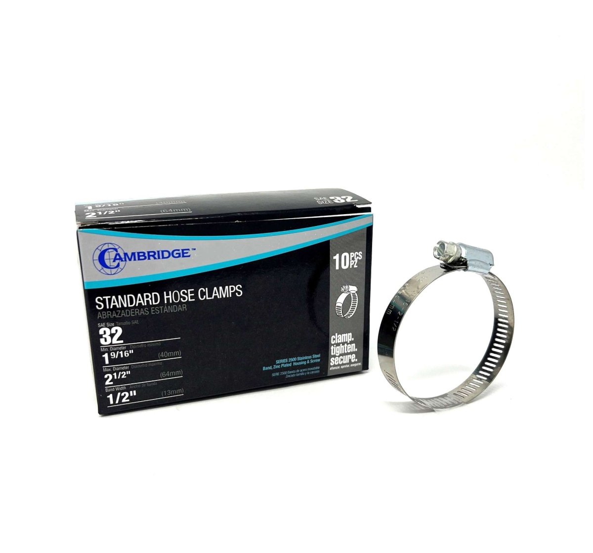 MT-RSR HC2-32E Standard Hose Clamp, 1-9/16 to 2-1/2 Inch, Box of 10