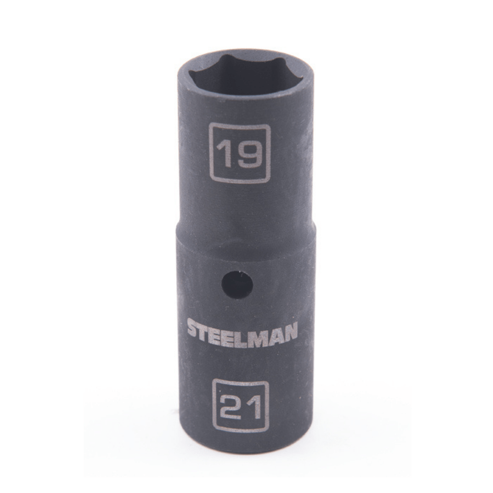 STEELMAN JS-99561 1/2" Drive – 19mm x 21mm Deep Flip Impact Socket – Thin Wall