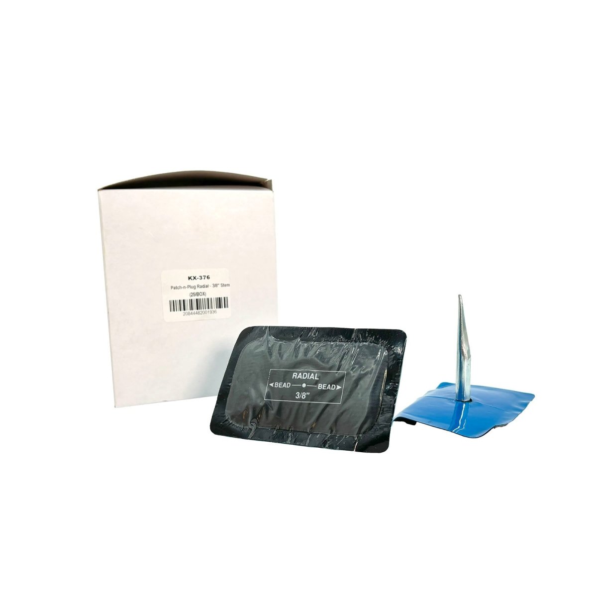 KEX KEX-376 Combi-Unit Tire Repair Patch, Reinforced, Quilled, 3/8" Stem, 2" x 4" (25/Box)