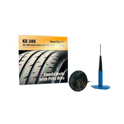 KEX KEX-388 Universal Combi-Unit Tire Repair Kit, 3/8" Stem, 2" Round Patch (25/Box)