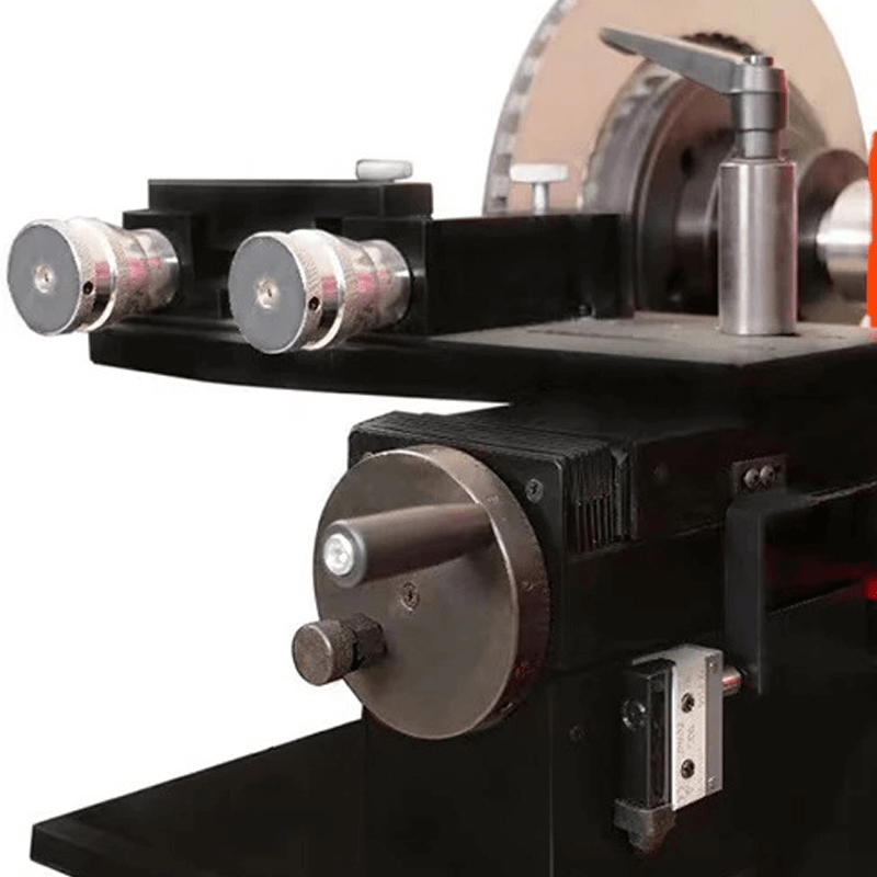 Katool C9372 brake lathe feed control knobs and cutting tool holder shown in close-up