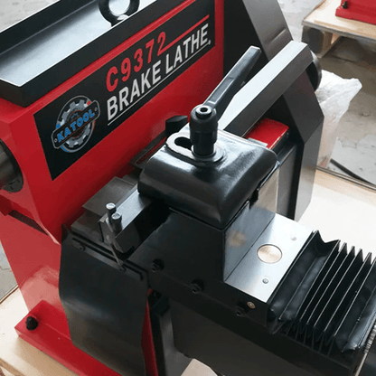 Top view of Katool C9372 brake lathe machine showing branding and tool holder assembly