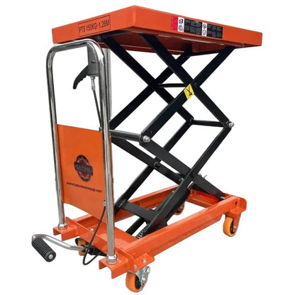Katool KT-CT330 manual scissor lift table with 330 lb capacity raised