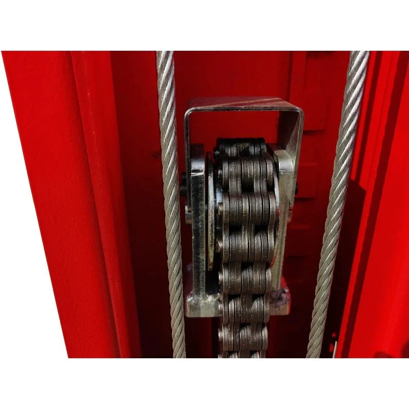 Internal safety ladder (close up view), equalizer cables, and hydraulic hose routing details