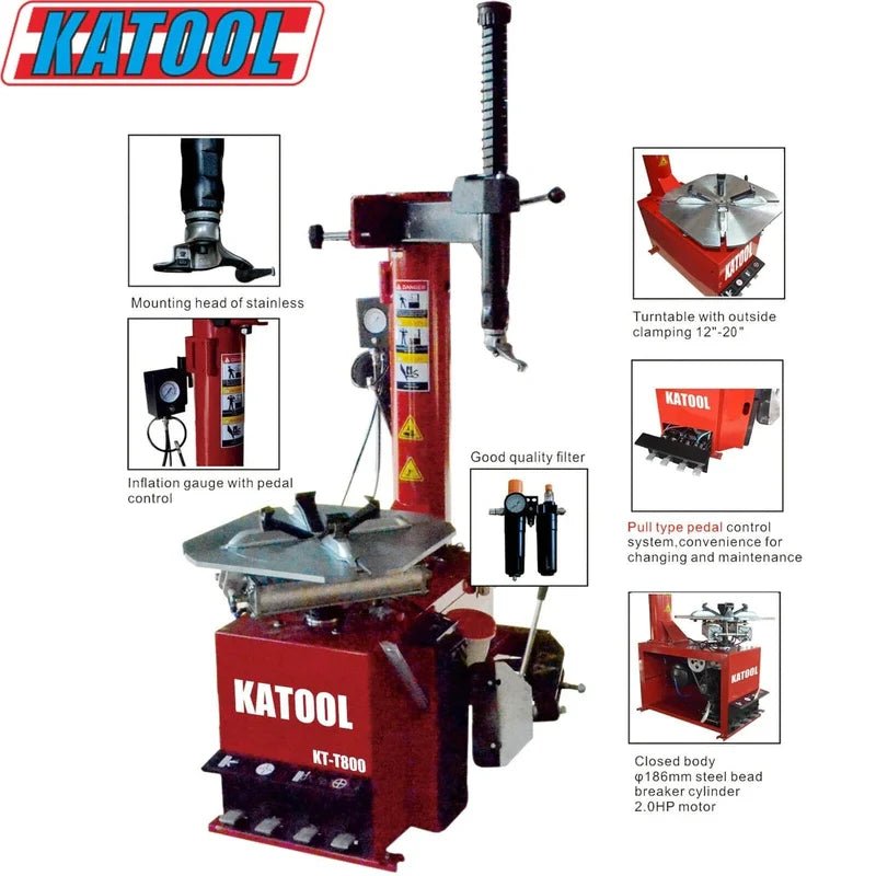 Katool KT-T800 – Tire Changer (Wheel Clamp, 2.0 HP, 110V)