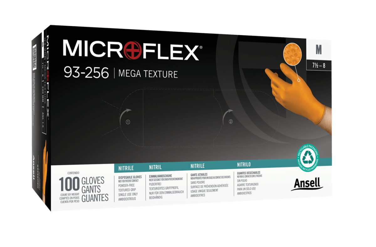 MT-RSR 36-10A1-100XXL Nitrile Gloves, 5mil Mega Texture, Orange, XX-Large (100/Box)