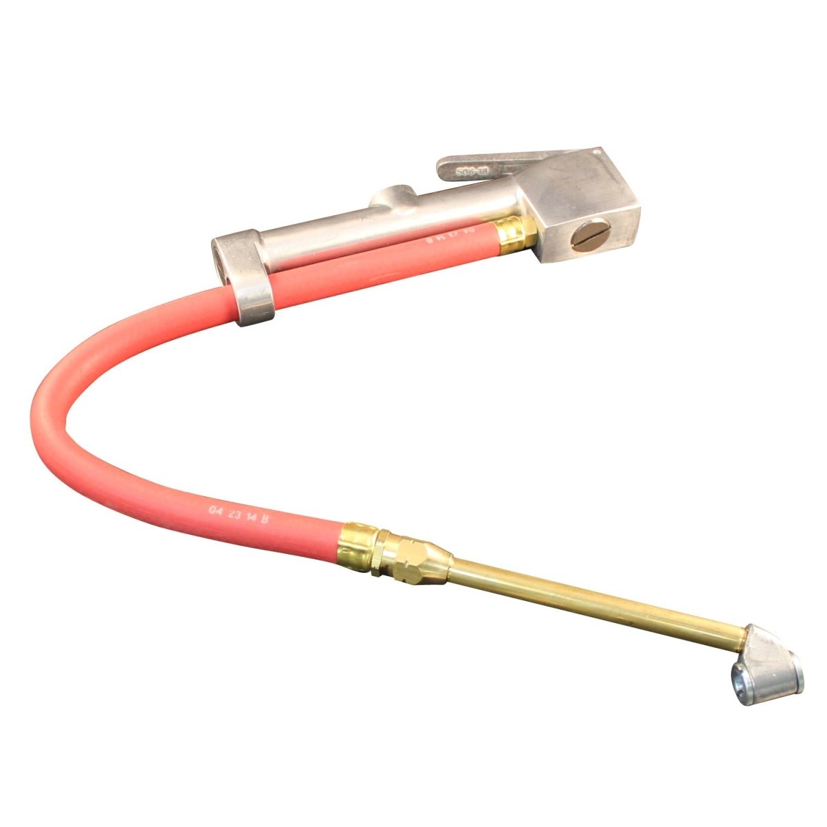 MILTON S-506 Dual Head Chuck Inflator Gauge, 15" Hose, 10-60 PSI