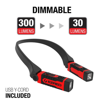 EZ-RED EZR-L-NK15 Rechargeable Neck Light, 300 Lumens, USB Rechargeable, IPX4 Water-Resistant